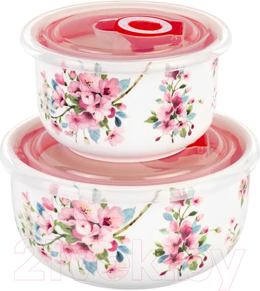 Изображение товара Набор салатников Elan Gallery Яблоневый цвет на белом / 420499