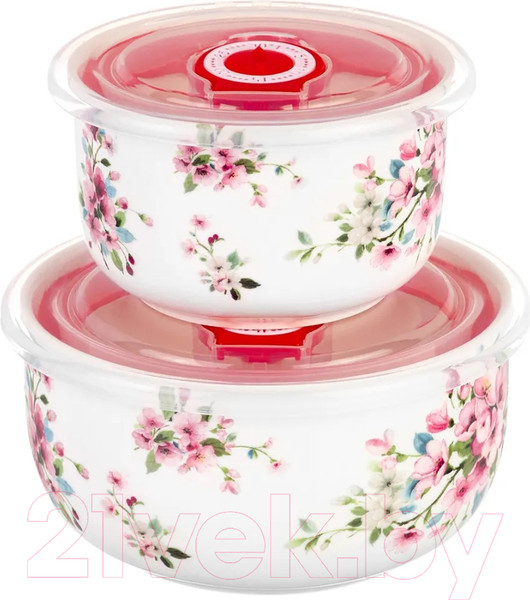 Изображение товара Набор салатников Elan Gallery Яблоневый цвет на белом / 420499