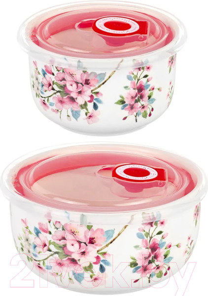 Изображение товара Набор салатников Elan Gallery Яблоневый цвет на белом / 420499