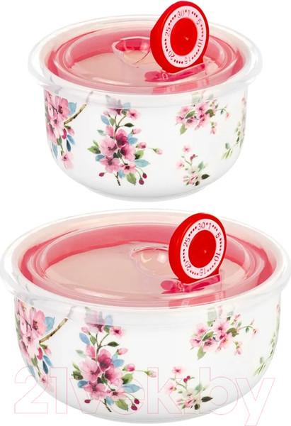 Изображение товара Набор салатников Elan Gallery Яблоневый цвет на белом / 420499