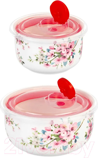 Изображение товара Набор салатников Elan Gallery Яблоневый цвет на белом / 420499