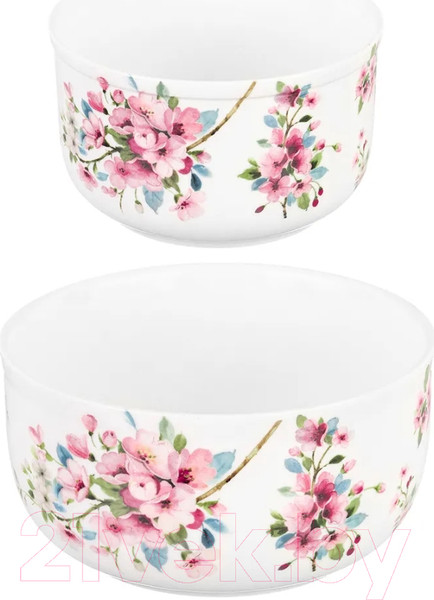 Изображение товара Набор салатников Elan Gallery Яблоневый цвет на белом / 420499