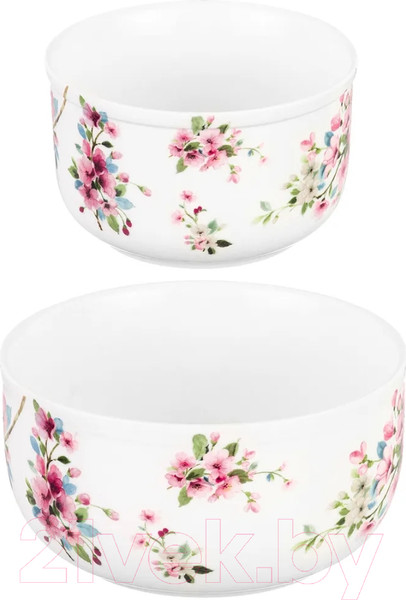 Изображение товара Набор салатников Elan Gallery Яблоневый цвет на белом / 420499