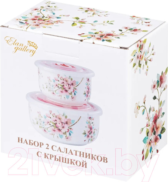 Изображение товара Набор салатников Elan Gallery Яблоневый цвет на белом / 420499