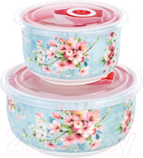 Изображение товара Набор салатников Elan Gallery Яблоневый цвет на голубом / 420529