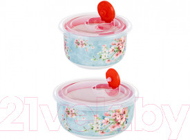 Изображение товара Набор салатников Elan Gallery Яблоневый цвет на голубом / 420529