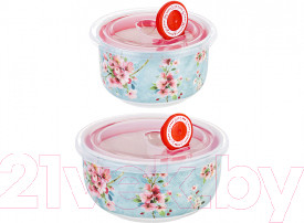 Изображение товара Набор салатников Elan Gallery Яблоневый цвет на голубом / 420529