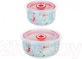 Изображение товара Набор салатников Elan Gallery Яблоневый цвет на голубом / 420529