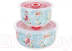 Изображение товара Набор салатников Elan Gallery Яблоневый цвет на голубом / 420529