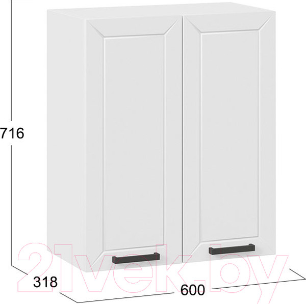 Изображение товара Шкаф навесной для кухни ТриЯ Лорас 1В6 (белый/холст белый)