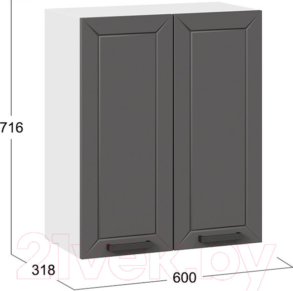 Изображение товара Шкаф навесной для кухни ТриЯ Лорас 1В6 (белый/холст вулкан)