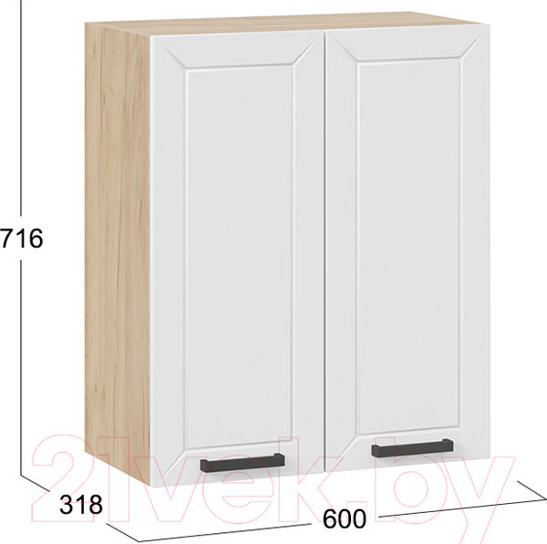 Изображение товара Шкаф навесной для кухни ТриЯ Лорас 1В6 (дуб крафт золотой/холст белый)
