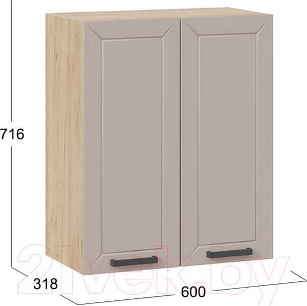 Изображение товара Шкаф навесной для кухни ТриЯ Лорас 1В6 (дуб крафт золотой/холст латте)