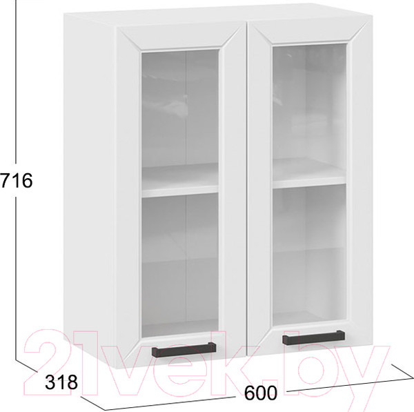 Изображение товара Шкаф навесной для кухни ТриЯ Лорас 1В6С (белый/холст белый)