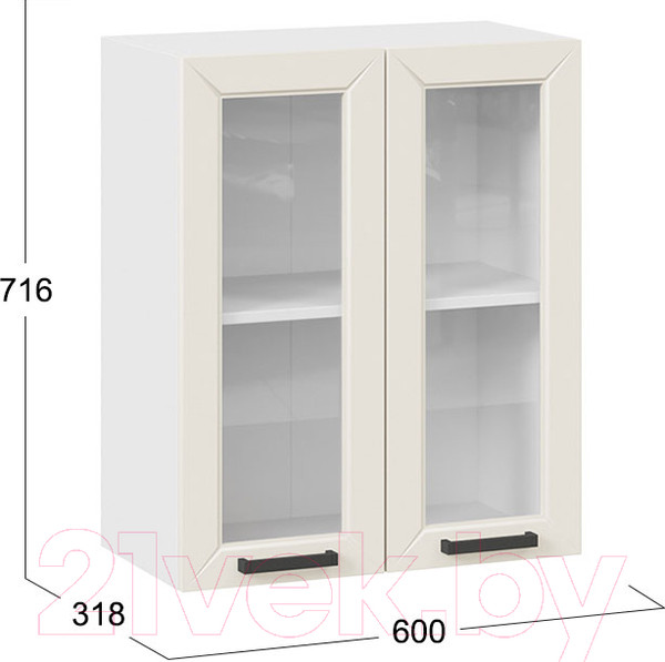 Изображение товара Шкаф навесной для кухни ТриЯ Лорас 1В6С (белый/холст брюле)