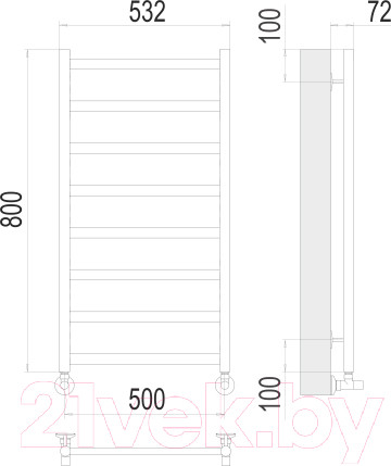 Изображение товара Полотенцесушитель водяной Terminus Аврора П8 500x800 (RAL 9005)