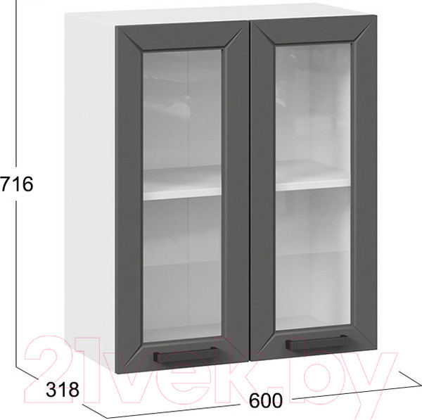 Изображение товара Шкаф навесной для кухни ТриЯ Лорас 1В6С (белый/холст вулкан)