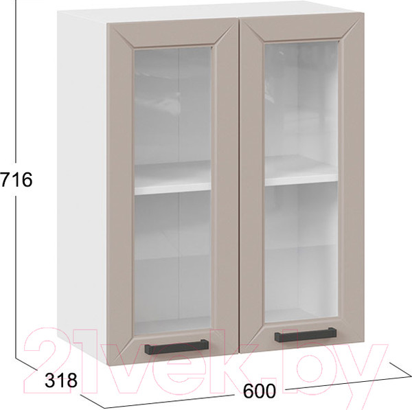 Изображение товара Шкаф навесной для кухни ТриЯ Лорас 1В6С (белый/холст латте)