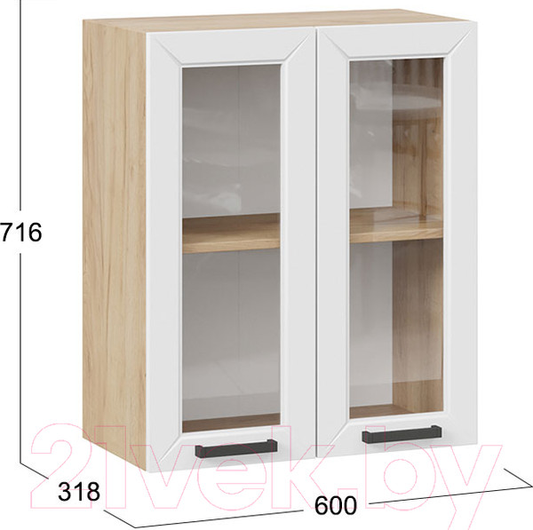 Изображение товара Шкаф навесной для кухни ТриЯ Лорас 1В6С (дуб крафт золотой/холст белый)