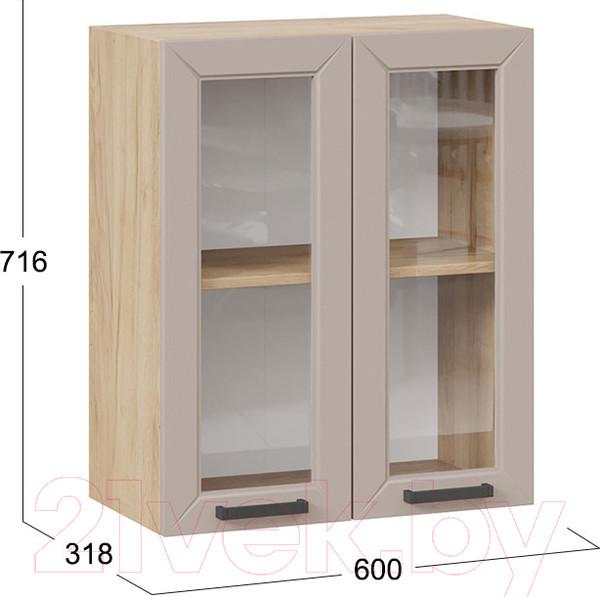 Изображение товара Шкаф навесной для кухни ТриЯ Лорас 1В6С (дуб крафт золотой/холст латте)