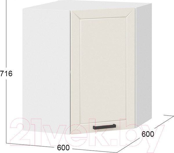 Изображение товара Шкаф навесной для кухни ТриЯ Лорас 1В6У (белый/холст брюле)