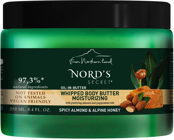 Изображение товара Масло для тела Nord's Secret Взбитое Увлажняющее Пряный миндаль и Альпийский мед  (250мл)