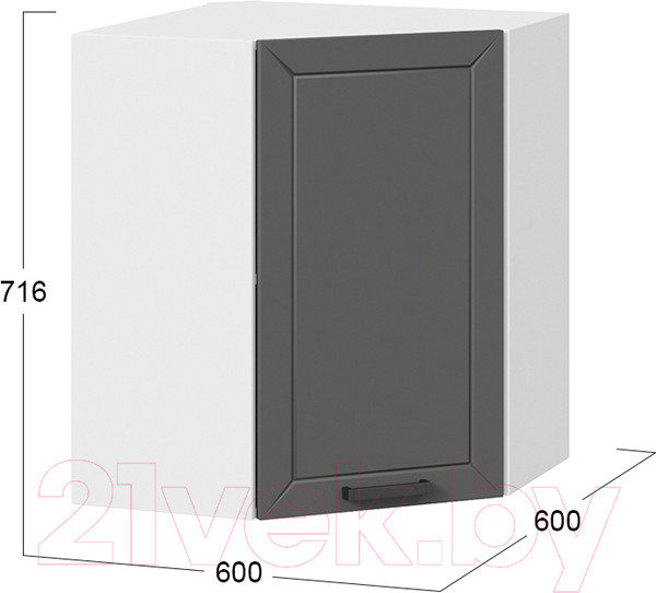 Изображение товара Шкаф навесной для кухни ТриЯ Лорас 1В6У (белый/холст вулкан)