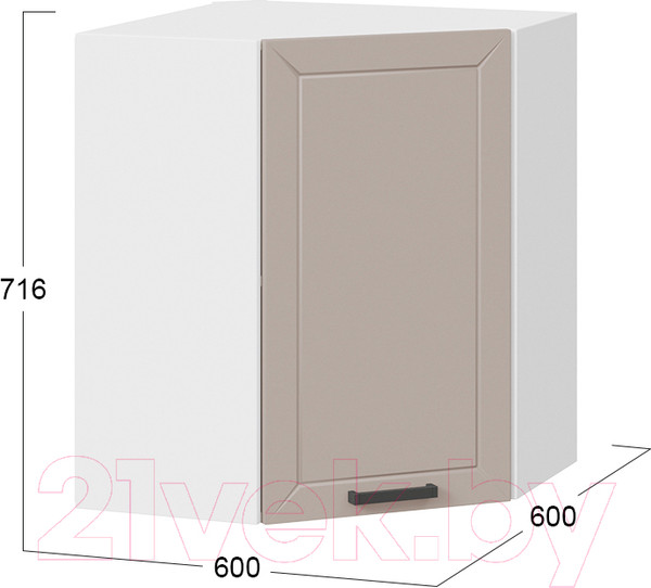 Изображение товара Шкаф навесной для кухни ТриЯ Лорас 1В6У (белый/холст латте)