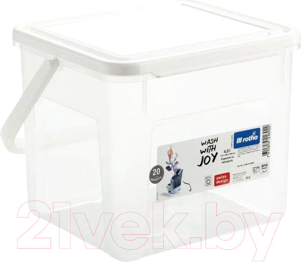 Изображение товара Контейнер для хранения Rotho Cool для стирального порошка / 1770201100RP (4.5л, прозрачный/белый)