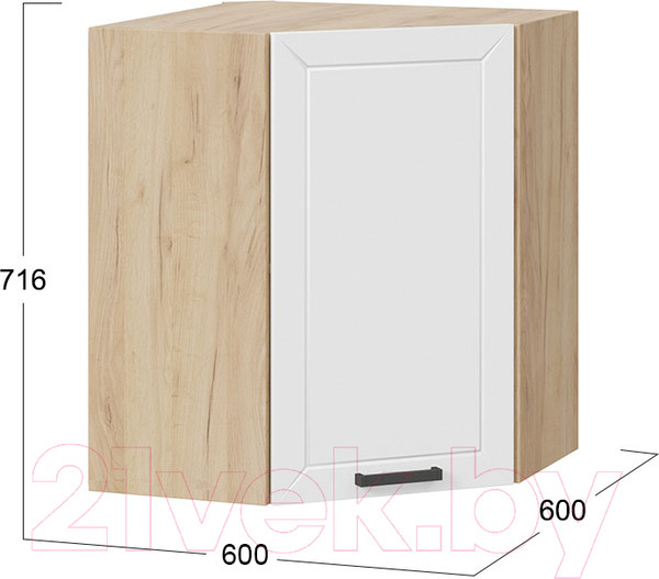 Изображение товара Шкаф навесной для кухни ТриЯ Лорас 1В6У (дуб крафт золотой/холст белый)
