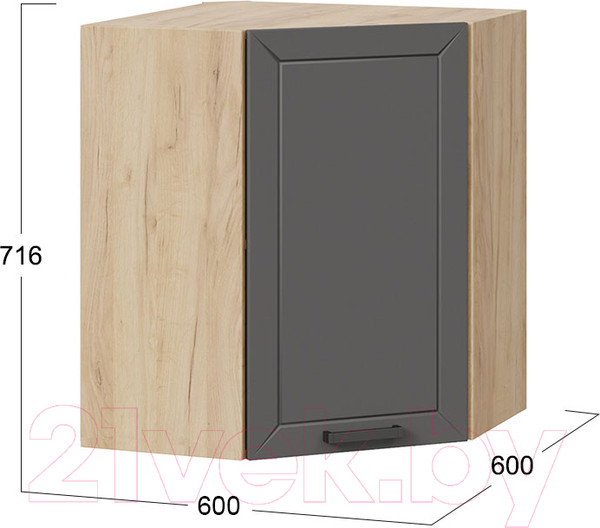 Изображение товара Шкаф навесной для кухни ТриЯ Лорас 1В6У (дуб крафт золотой/холст вулкан)
