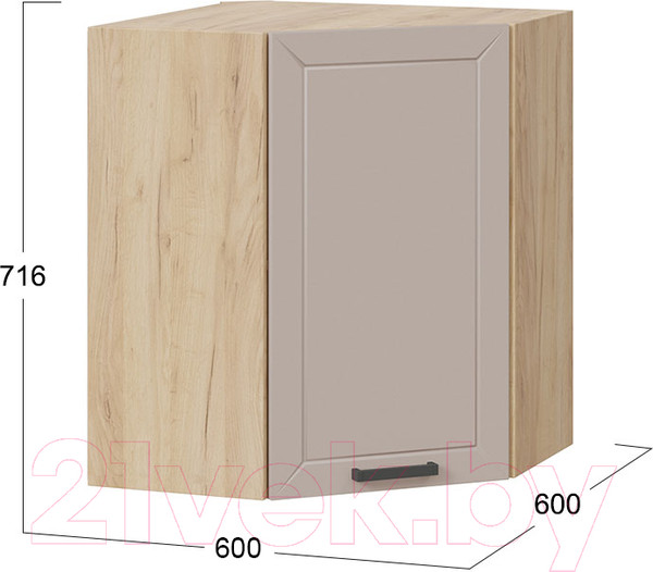 Изображение товара Шкаф навесной для кухни ТриЯ Лорас 1В6У (дуб крафт золотой/холст латте)