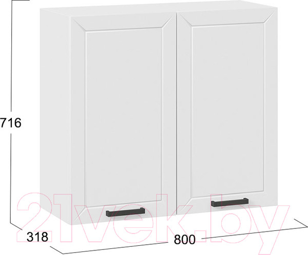 Изображение товара Шкаф навесной для кухни ТриЯ Лорас 1В8 (белый/холст белый)