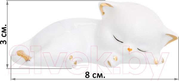 Изображение товара Статуэтка Elan Gallery Котенок спящий / 330667 (белый, золотистый)