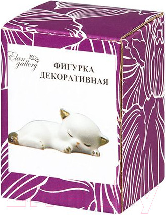 Изображение товара Статуэтка Elan Gallery Котенок спящий / 330667 (белый, золотистый)