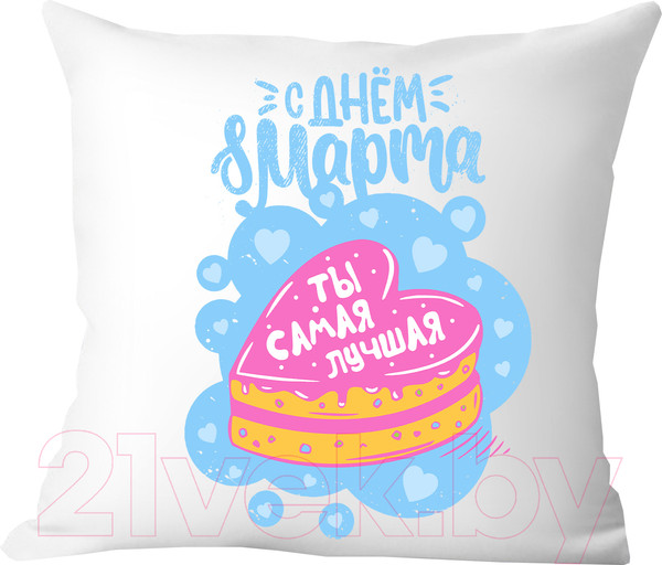 Изображение товара Подушка декоративная Print Style С днем 8 марта, ты самая лучшая / 40x40plat175