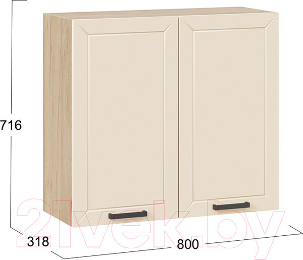 Изображение товара Шкаф навесной для кухни ТриЯ Лорас 1В8 (дуб крафт золотой/холст брюле)