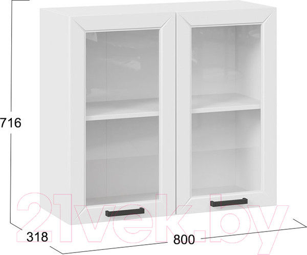 Изображение товара Шкаф навесной для кухни ТриЯ Лорас 1В8С (белый/холст белый)