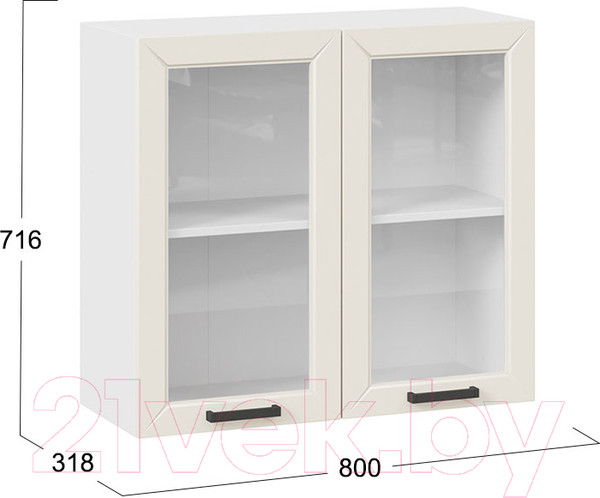 Изображение товара Шкаф навесной для кухни ТриЯ Лорас 1В8С (белый/холст брюле)