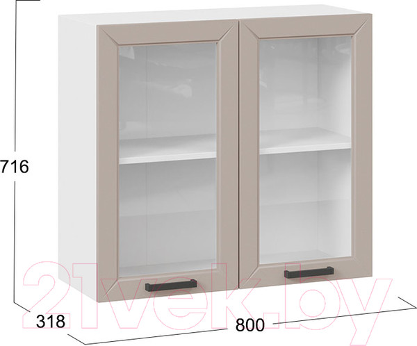 Изображение товара Шкаф навесной для кухни ТриЯ Лорас 1В8С (белый/холст латте)