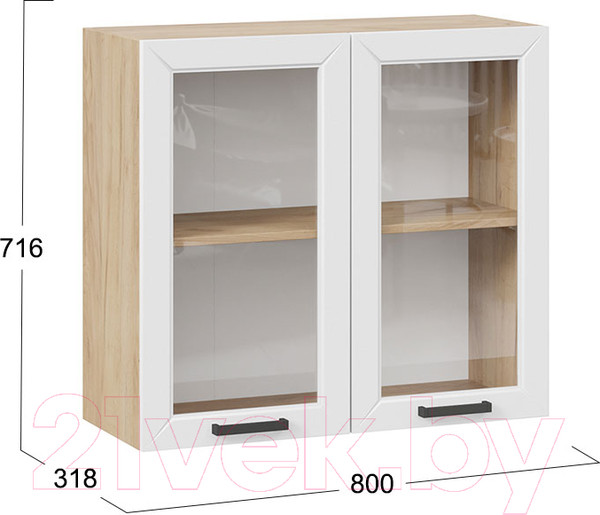 Изображение товара Шкаф навесной для кухни ТриЯ Лорас 1В8С (дуб крафт золотой/холст белый)