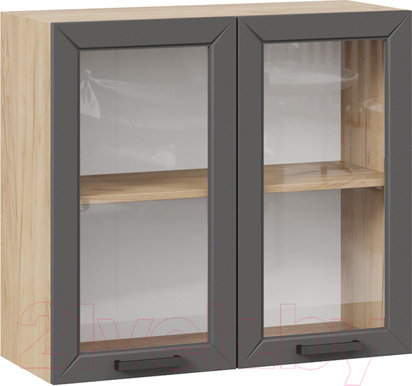 Изображение товара Шкаф навесной для кухни ТриЯ Лорас 1В8С (дуб крафт золотой/холст вулкан)