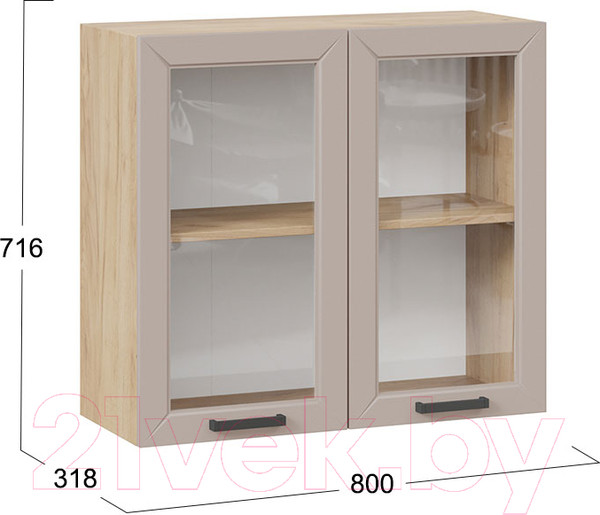 Изображение товара Шкаф навесной для кухни ТриЯ Лорас 1В8С (дуб крафт золотой/холст латте)