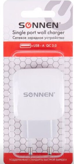 Изображение товара Зарядное устройство сетевое Sonnen USB QC 3.0 / 455506 (белый)