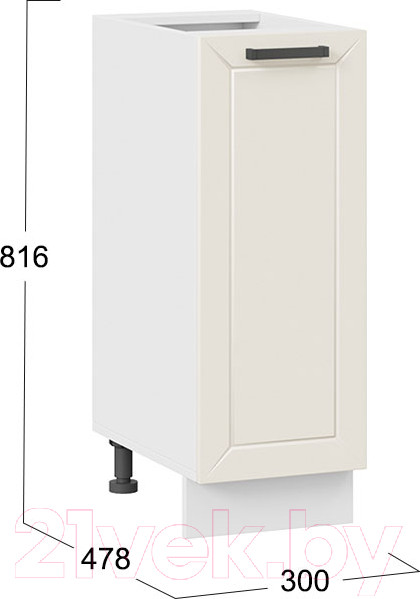 Изображение товара Шкаф-стол кухонный ТриЯ Лорас 1Н3 (белый/холст брюле)