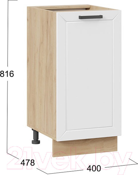 Изображение товара Шкаф-стол кухонный ТриЯ Лорас 1Н4 (дуб крафт золотой/холст белый)