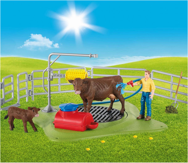 Изображение товара Игровой набор Schleich Веселая мойка для коровы / 42529
