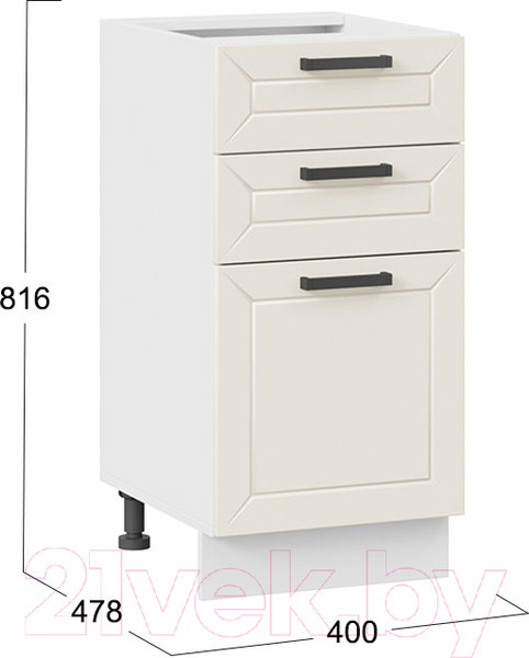 Изображение товара Шкаф-стол кухонный ТриЯ Лорас 1Н4Я3 (белый/холст брюле)