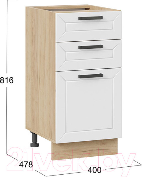 Изображение товара Шкаф-стол кухонный ТриЯ Лорас 1Н4Я3 (дуб крафт золотой/холст белый)