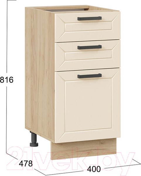 Изображение товара Шкаф-стол кухонный ТриЯ Лорас 1Н4Я3 (дуб крафт золотой/холст брюле)